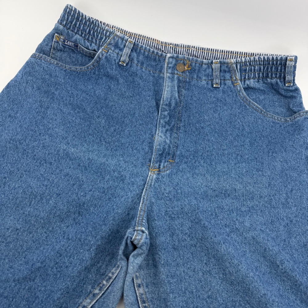 Lee Mom Jeans Womens 20W Pet Blue High Waist Elastic Back Made in USA Vintage